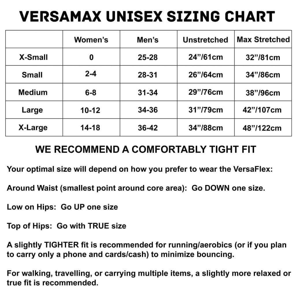 Sporteer VersaMaxTravel Money Belt Size Guide