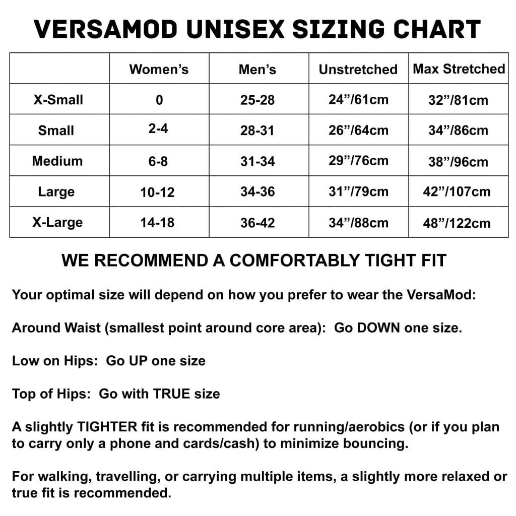 Sporteer VersaMod Running Wasit Pack Sizing Guide