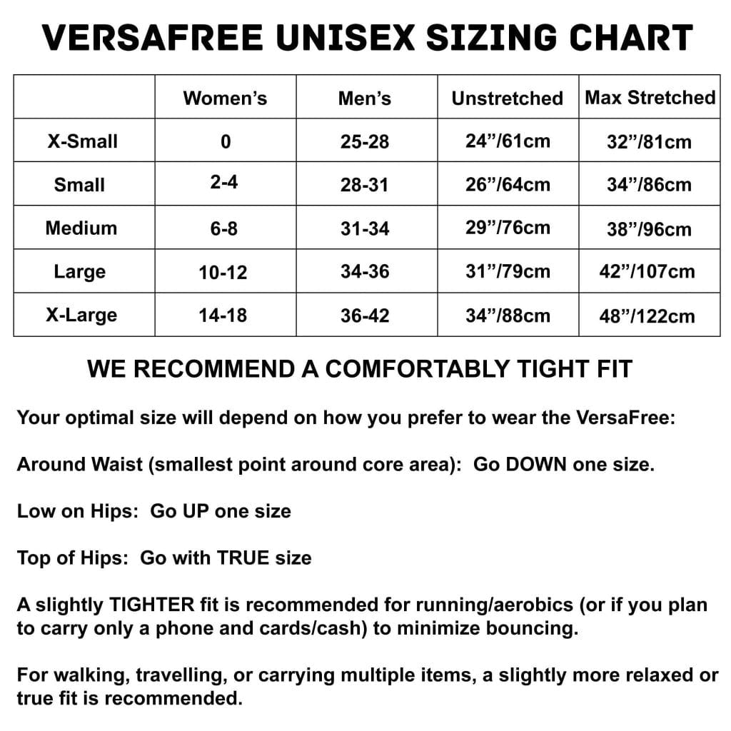 Sporteer VersaFree Running Belt Size Guide